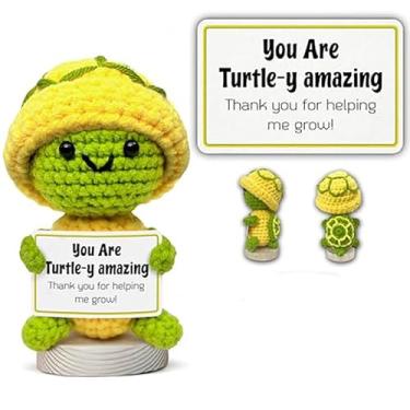 Imagem de Presente de tartaruga de crochê feito à mão para mulheres - Presente de agradecimento inspirador e inspirador para professor, mãe, melhor amiga, colega de trabalho - aniversário exclusivo, lembrança