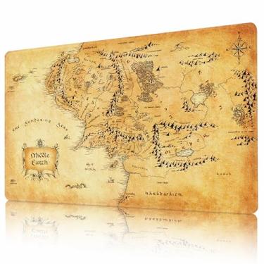 Imagem de MTG Playmat TCG Board Game Trading Card Game Play Mat Stitched Edges Smooth Surface Rubber Base Aged Map 23.6x13.7in and Free Storage Bags (Map 02)