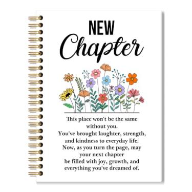 Imagem de Vgrti Caderno espiral floral New Chapter para escritório escolar, novo emprego, novos começos, presentes de divórcio para mulheres, homens, colegas de trabalho, amigos, presentes inspiradores de