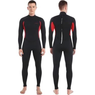 Imagem de Roupa de mergulho masculina de 3 mm, mangas compridas de corpo inteiro, vermelho/preto, tamanho GG3