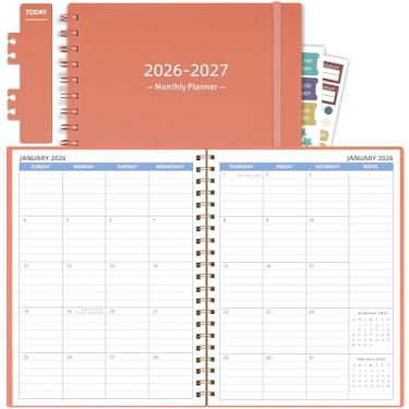 Imagem de Agenda mensal 2026-2027 (19 x 24 cm), agenda de 18 meses de janeiro de 2026 a junho de 2027, calendário 2026 com bolso, papel 120GSM, rosa