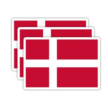 Imagem de (3 peças) Adesivos de bandeira da Dinamarca, adesivos de bandeira dos países - Decalques de vinil à prova d'água para laptops, copos, garrafas de água, livros, álbuns de recortes, tamanho 7 x 5 cm
