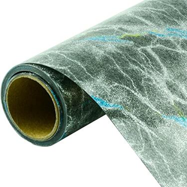 Imagem de KISSWILL Vinil de transferência de calor com glitter para camisetas, 25,4 cm por 1,5 m padrão Lightning HTV rolo de vinil (padrão prata Lightning)