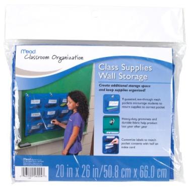 Imagem de Mead Armazenamento de parede de materiais escolares, 9 bolsos, azul (72344)