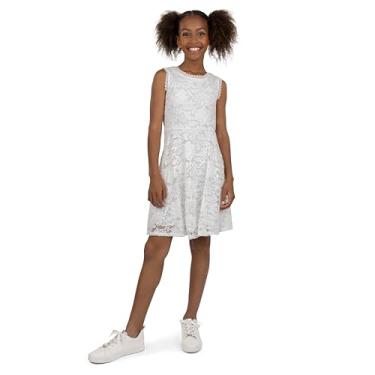 Imagem de Speechless Vestido de festa patinadora de renda para meninas, Off-white, 12