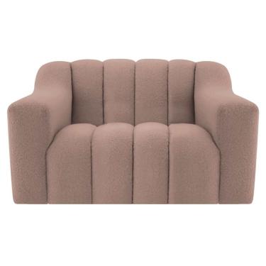 Imagem de Poltrona Decorativa Sala De Estar Recepção Elegance Linho Rosê