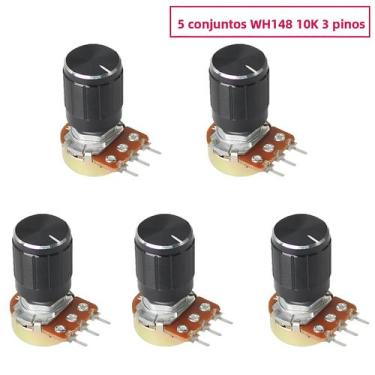 Imagem de Kit De Potenciômetro Linear 10K Com Eixo De 15mm E Botão De Alumínio P