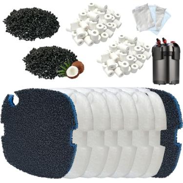 Imagem de beaufan Conjunto de 16 kits de mídia de filtro de aquário compatível com Marineland C-Series e Magniflow 160, 180, 220 e 250 filtros Canister, inclui almofadas de filtro de polimento, anéis de
