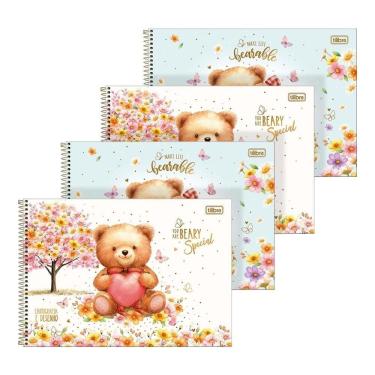 Imagem de Caderno de Cartografia Tilibra Espiral Capa Dura Love Bears 80 Folhas - Embalagem com 4 Unidades