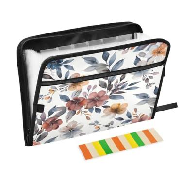 Imagem de CEBUGI Pasta expansível de 13 bolsos, impermeável, sanfonada, organizador de arquivos com etiquetas tamanho A4, organizador de documentos de papel para escola, material de escritório, floral