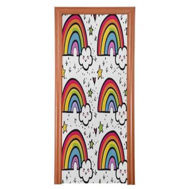 Imagem de Wassud Capa de porta arco-íris decorações de porta de Halloween faixa interna externa decoração de casa grande porta da frente decoração 91.4 cm x 248.9 cm