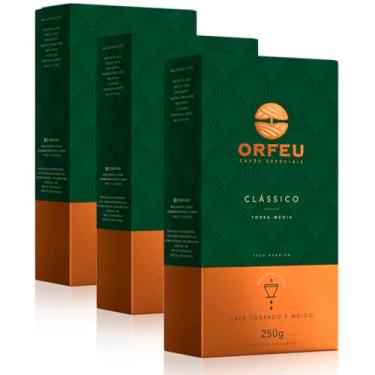 Imagem de Café Moído Premium Orfeu Clássico Kit 3 Pacotes de 250g