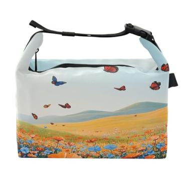 Imagem de STAYTOP Lancheira colorida de lindas flores silvestres com fivela, lancheira isolada para meninos e meninas, lancheira térmica para trabalho escolar