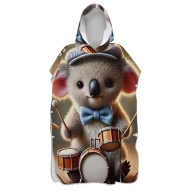 Imagem de TSENQUE Cute Vivid Koala Surf Poncho Adultos Trocador Reutilizável Masculino Poncho com Capuz Toalha de Banho com Capuz Praia
