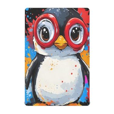 Imagem de Jogo de lençol fofo para berço de pinguim, macio, respirável, 132 x 71 cm
