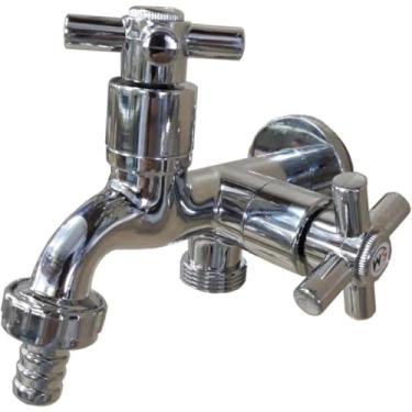 Imagem de Torneira para Máquina de Lavar e Tanque 1/4 de Volta | Torneira Área de Serviço ABS Cromada 1/2" | Saída 3/4 para Mangueira