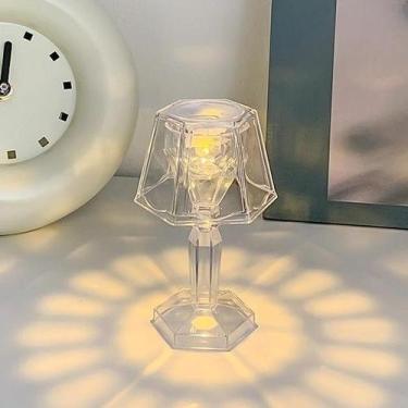 Imagem de Mini Abajur acrílico Luminária led decorativo para quarto Mesa Sala - 