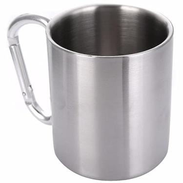 Imagem de Copo 300 ml Aço Inoxidável Viagem Água Chá Caneca de Café Auto Lock Mosquetão Alça Copo Para Camping Caminhadas Escalada Ao Ar Livre