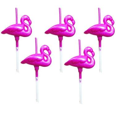Imagem de Vela flamingo rosa metalizada decoracao festa aniversario up - Silver 