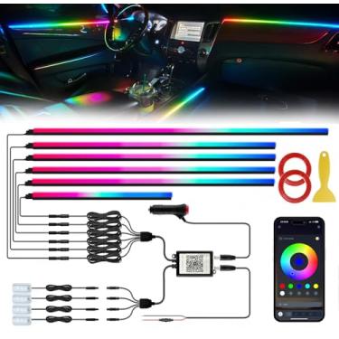 Imagem de Dreamcolor Faixa de luz de LED para carro interior de acrílico com aplicativo sem fio, RGB 10 em 1 com 444.5 cm 593 LEDs de fita de fibra óptica para carros com kits de iluminação ambiente neon de