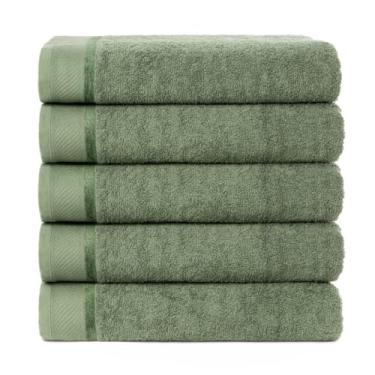 Imagem de Kit 5 Toalhas de Banho Algodão Banhão Gigante 75 x 150cm - Toalha Super Absorvente para Banho e Praia (Verde)