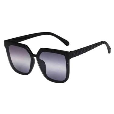 Imagem de HPIRME Óculos de armação grande e moderna para homens e mulheres com proteção UV400 (preto degradê cinza)