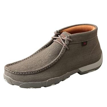 Imagem de Twisted X Mocs masculinos Chukka Driving – Mocs de couro de flor integral feitos à mão com tecnologia CellStretch Comfort, Cinza escuro e cinza, 9