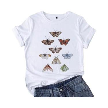 Imagem de Camiseta Casual Feminina De Verão Com Estampa Gráfica De Pássaro Em Es