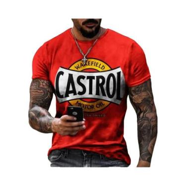 Imagem de Camiseta Masculina Retro Com Estampa 3D De Motocicleta, Manga Curta, M