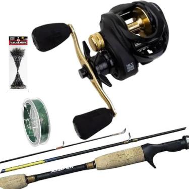 Imagem de Kit 15kg Carretilha Anti Cabeleira Vara de Carbono e Leader - Albatroz