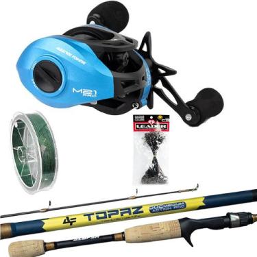 Imagem de Kit 15kg Carretilha Anti Cabeleira Vara de Carbono e Leader - Albatroz