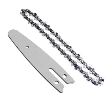 Imagem de Corrente Com Placa Guia Mini Motosserra Kit Sabre Serrinha 4 Polegadas