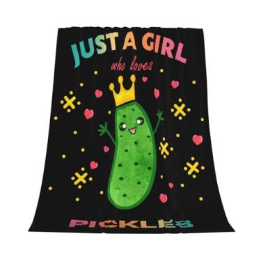 Imagem de Just A Girl Who Loves Pickles Cobertor Pickles Presentes para Meninas Cobertores de Flanela Engraçado Desenho Picles Macio Leve Mantas para Sofá Roupa de Cama para Amantes de Picles Mulheres Crianças