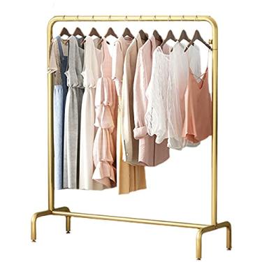 Imagem de SGeneE Rack de exibição de roupas, cabide resistente de ferro, quarto, varanda secadora, rack de exibição de loja de roupas femininas, economizar espaço, dourado (120 × 40 × 130 cm)