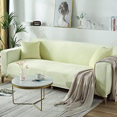 Imagem de Capa de sofá de veludo elástico para móveis, macia, com fundo elástico antiderrapante (sofá amarelo claro 190 ~ 230 cm) (sofá amarelo claro 190 ~ 230 cm)