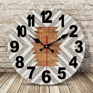 Imagem de U5GAAALPPQ9 Relógios de parede simples silencioso estilo retrô antigo vintage relógio de madeira 40 cm (B)