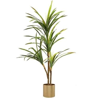 Imagem de SLGGPJBU Plantas falsas planta artificial árvore artificial em vaso Dracaena artificial plantas verduras simulação árvore casa decoração verde vaso árvore falsa plantas artificiais interior ao ar