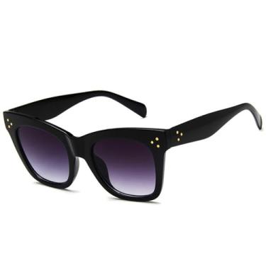 Imagem de Óculos de Sol Femininos e Masculinos com Armação Grande Estilo Olho de Gato e Proteção UV400 para Esportes ao Ar Livre, Corrida e Ciclismo, Preto Degradê Cinza