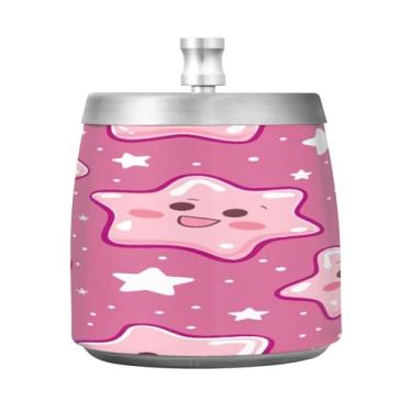 Imagem de STAYTOP Cinzeiro de estrelas fofas com tampa, aço inoxidável à prova de vento, sem fumaça, cinzeiro grande para uso ao ar livre para decoração de escritório em casa