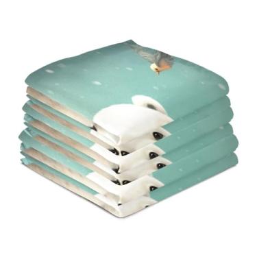 Imagem de Wassud Toalhas de cozinha urso polar fofo toalhas de prato de cozinha pacote com 6 panos de prato macios com laço para pendurar toalha de mão super absorvente de secagem rápida toalhas de chá de mesa