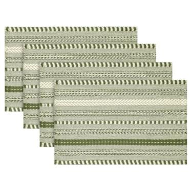Imagem de Artoid Mode Jogo americano verde exército com listras trançadas, conjunto de tapetes de mesa sazonais de 4,30 x 45,7 cm, decoração de festa, cozinha, jantar