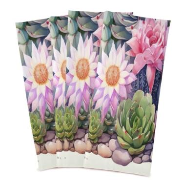 Imagem de Wassud Toalhas de cozinha aquarela cactos toalhas de prato de cozinha pacote com 4 panos de prato macios com laço para pendurar toalha de mão super absorvente de secagem rápida toalhas de chá de mesa