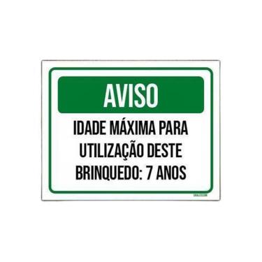 Imagem de Kit 10 Placas Aviso Idade Máxima Utilização Brinquedo 7 Anos
