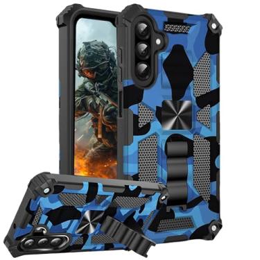 Imagem de Fofvccv Capa para Samsung Galaxy A57 com design de camuflagem com suporte para homens, capa de proteção camuflada resistente à prova de choque de grau militar para Galaxy A57 MC azul