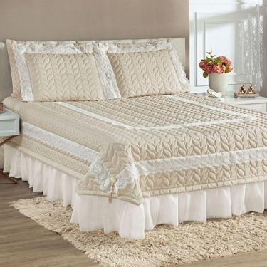 Imagem de Kit Colcha Madalene Super King 200 Fios 5 Peças - Bege
