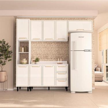 Imagem de Cozinha Completa com Tampo Amara 8 Portas 3 Gavetas Branca