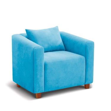 Imagem de Poltrona Decorativa Helena Suede Azul Turquesa - Inova Decorações