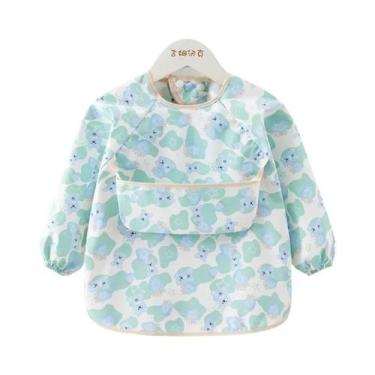 Imagem de Avental Impermeável De Manga Longa Para Crianças Com Bolso Para Alimen