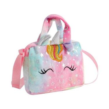 Imagem de Bolsa De Ombro De Pelúcia Unicórnio Tie-Dye Para Bebês, Linda E Colori