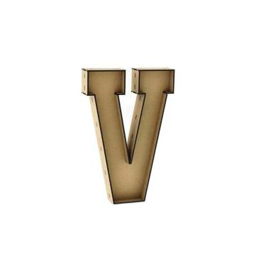 Imagem de Letra Caixa Grande V Mdf 30Cm De Altura Decoração